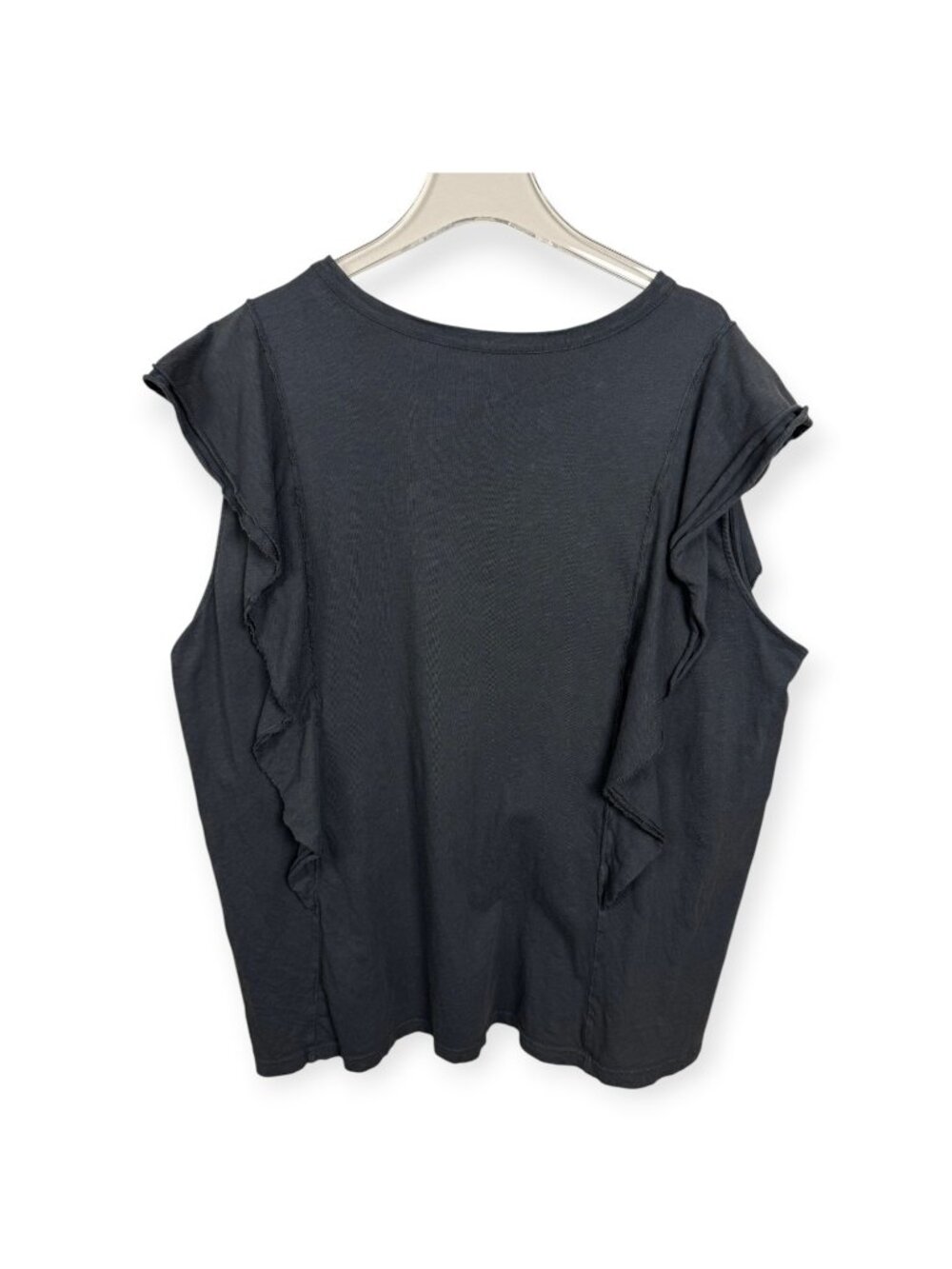 Aerie Ruffle Flutter Cap Sleeve T-Shirt Women's XL Charcoal 100% Cotton
